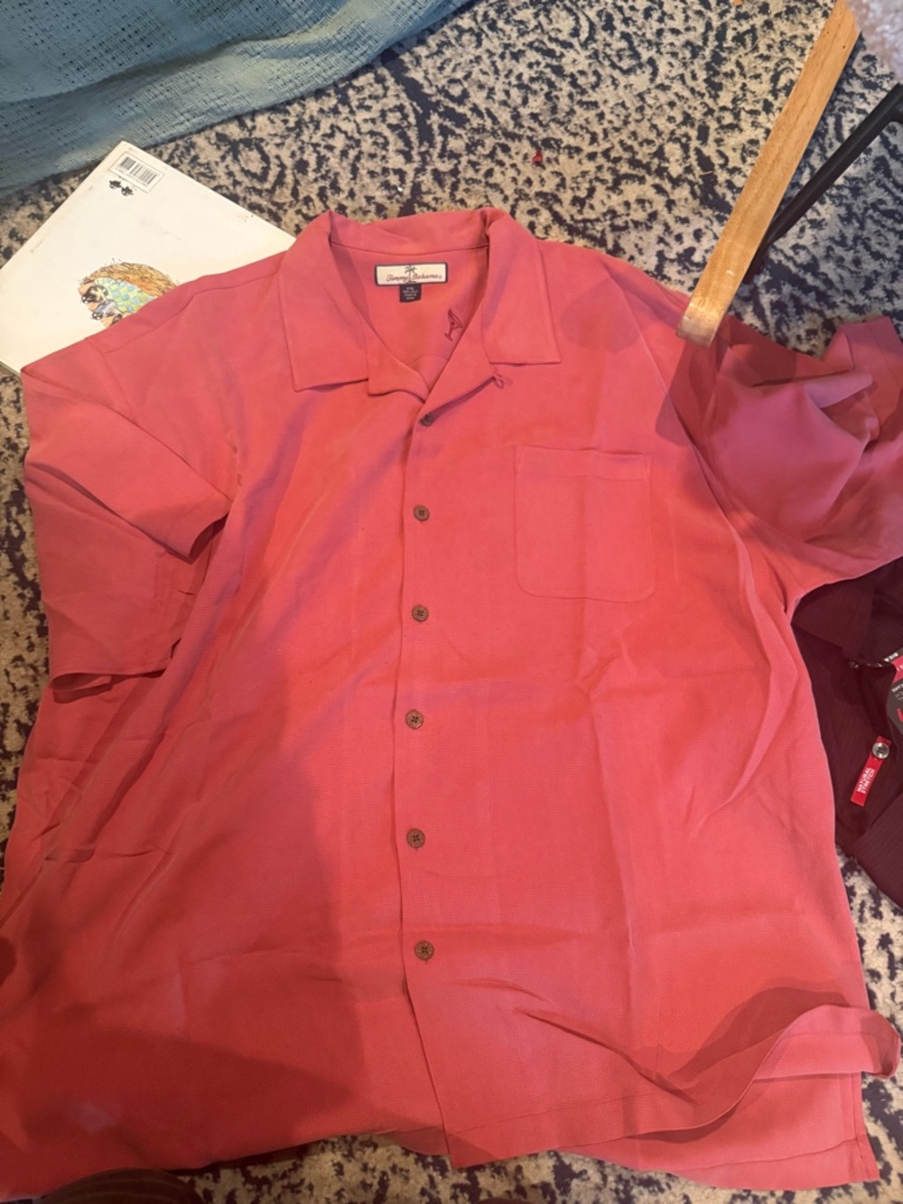 Silk 100% Tommy Bahama Short-Sleeve Button-Down Shirt - Coral Pink